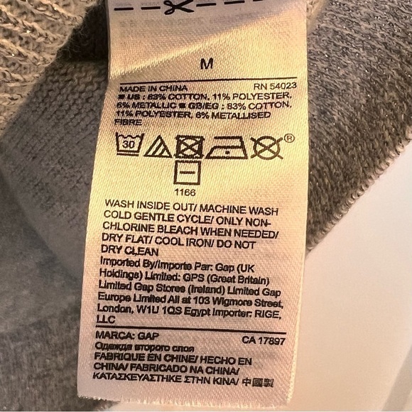 GAP Women's Metallic Shimmer Sweater Cotton Silver Size Medium Oversized Fit - Picture 5 of 6
